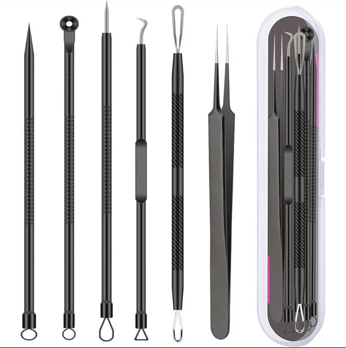 6pcs/Set Acne Removal Needle and Clip Stainless Steel Tool Blackhead Removal