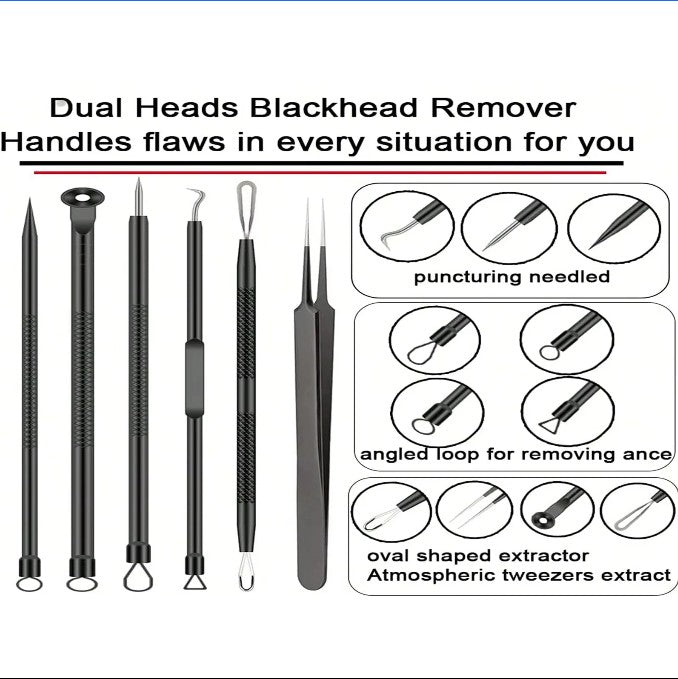 6pcs/Set Acne Removal Needle and Clip Stainless Steel Tool Blackhead Removal