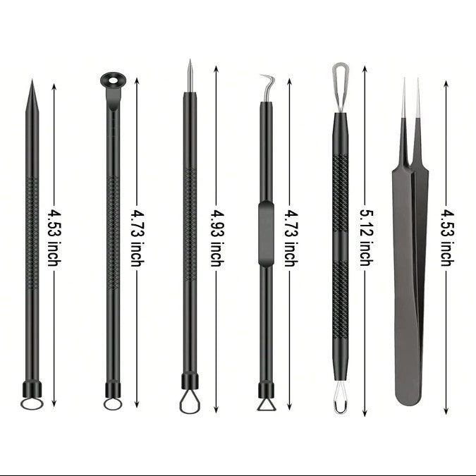 6pcs/Set Acne Removal Needle and Clip Stainless Steel Tool Blackhead Removal