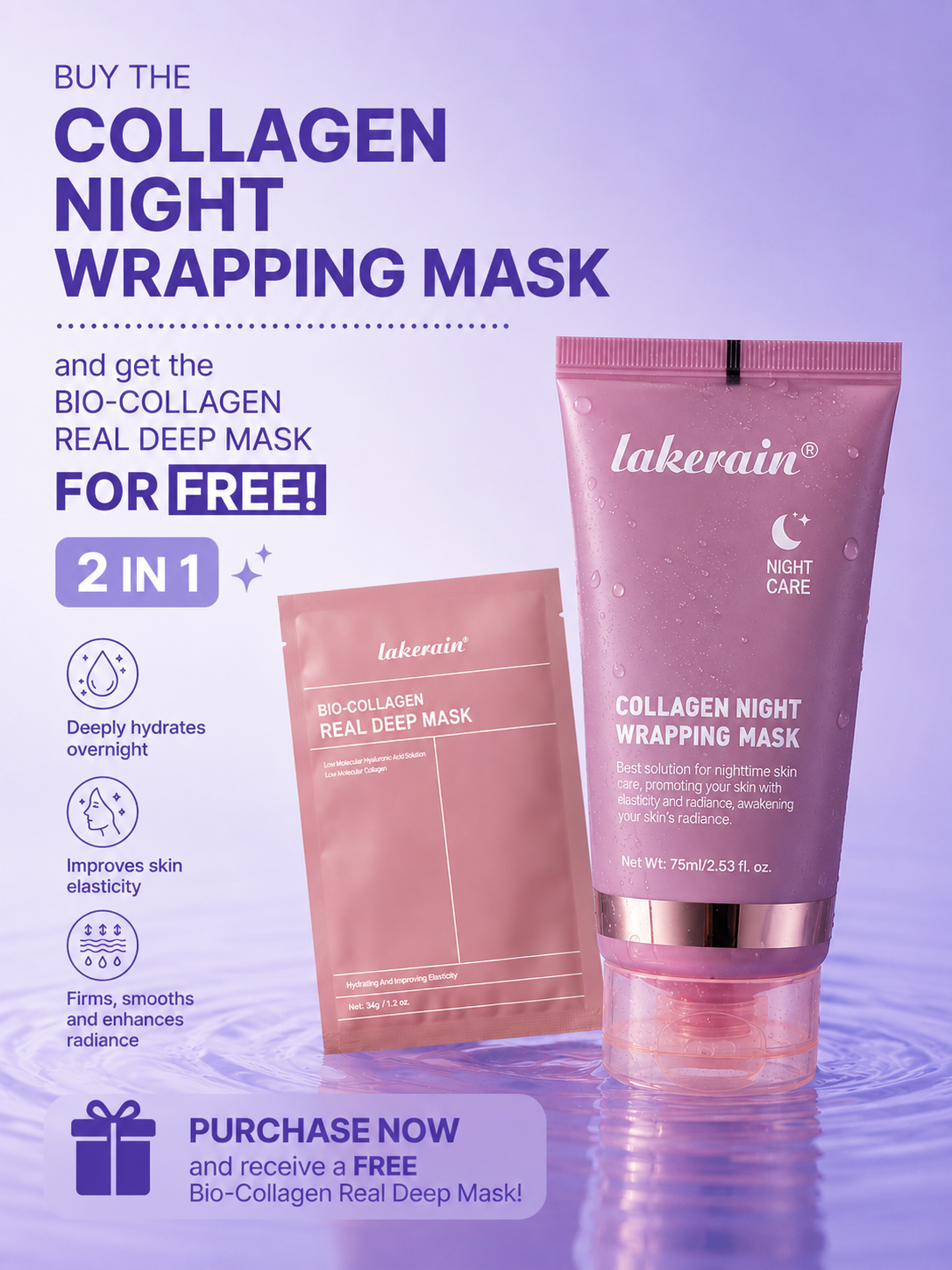 2 in 1 - Collagen night wrapping mask