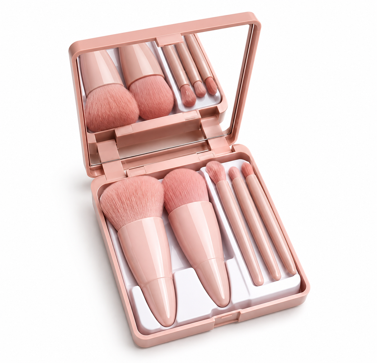 Portable Makeup Brush Set With Mirror
